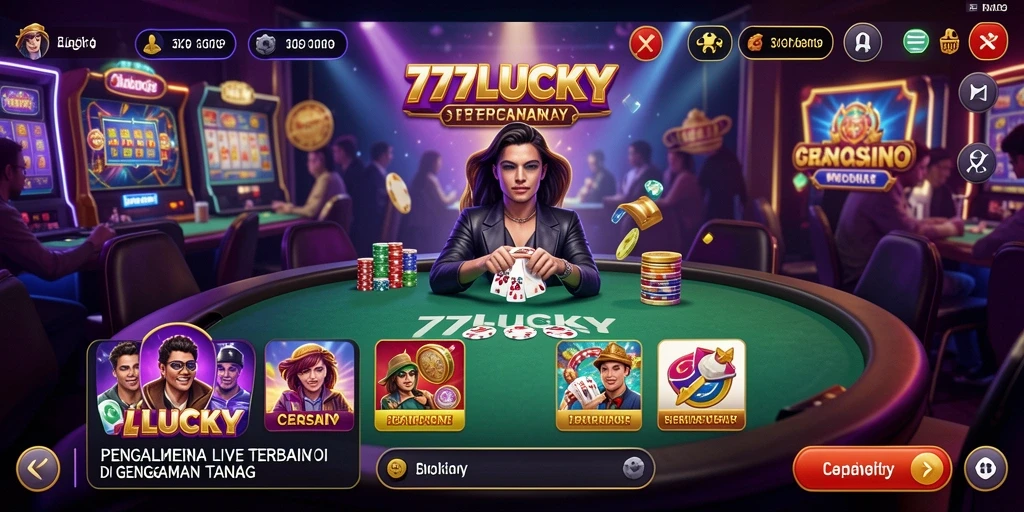 Screenshot gameplay 777LUCKY menampilkan dealer langsung dalam permainan kasino.