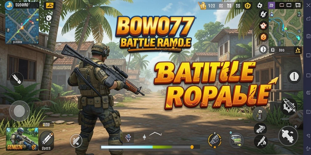 Gameplay seru dari BOWO77 dalam pertempuran Battle Royale.