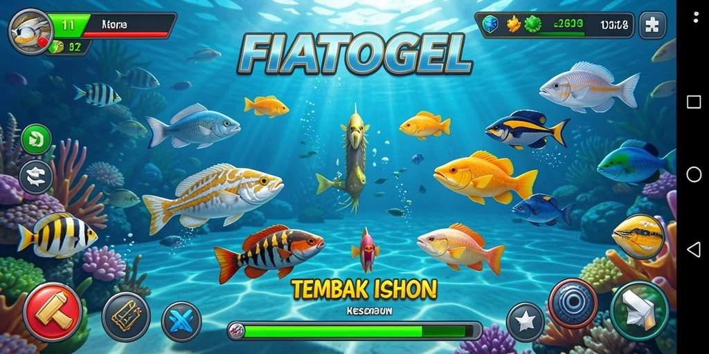 Tampilan gameplay seru FIATOGEL saat menembak ikan.