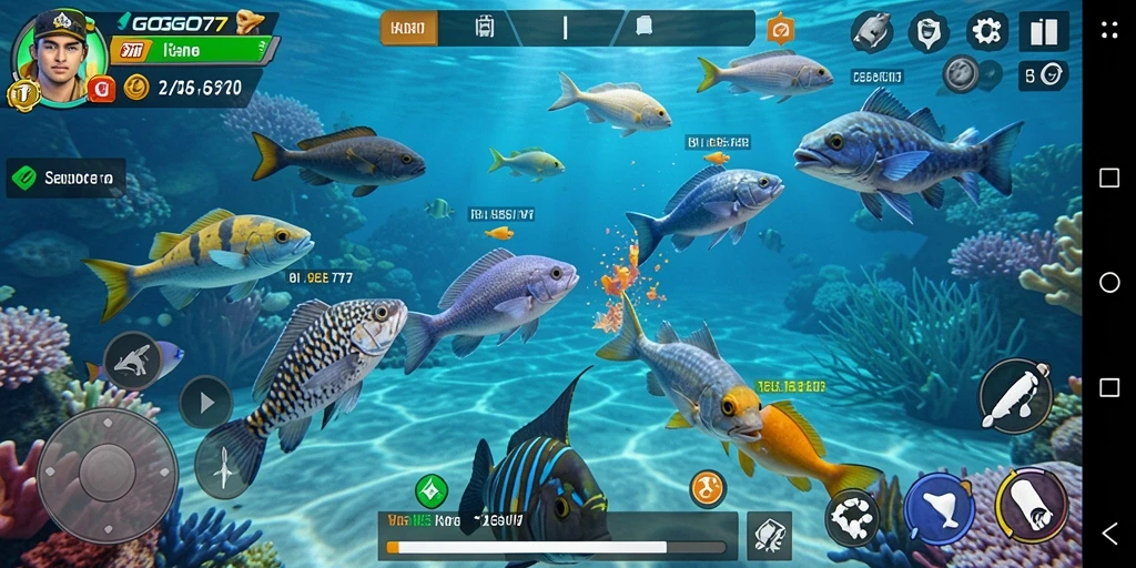 Screenshot gameplay GOGO77 menampilkan aksi Tembak Ikan yang seru.