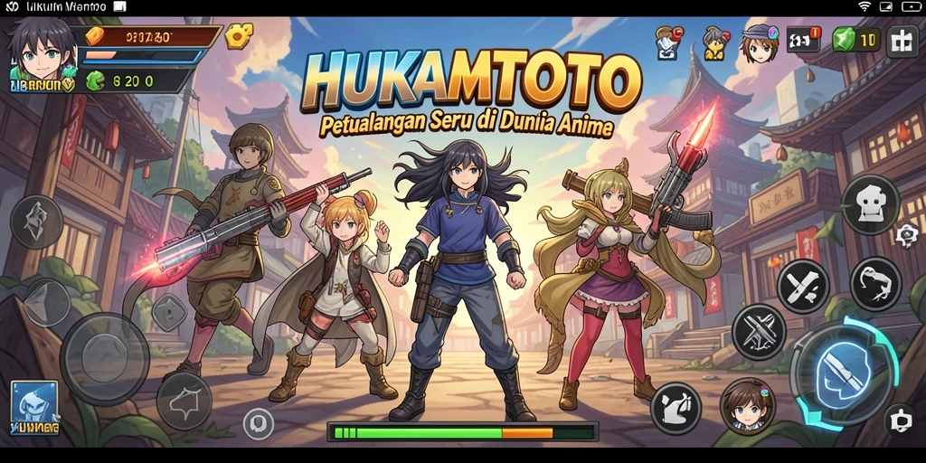 Screenshot menampilkan karakter HUKUMTOTO dalam pertarungan seru di dunia Anime.