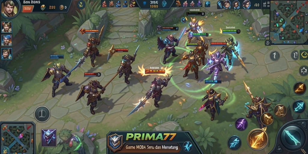 Screenshot gameplay PRIMA77 yang menampilkan pertarungan tim yang mendebarkan.