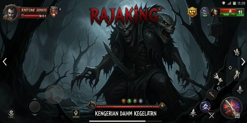 Screenshot gameplay RAJAKING menampilkan atmosfer horor yang mendebarkan.