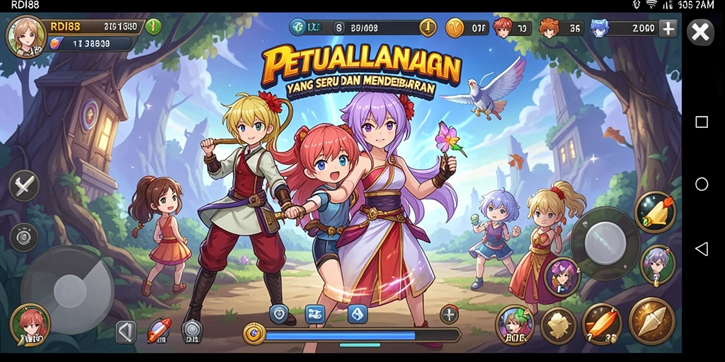 Tangkapan layar gameplay RDI88 menampilkan karakter Anime dalam aksi seru.