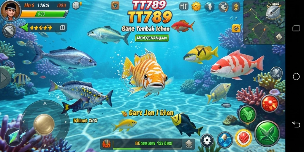 Screenshot gameplay TT789 yang menunjukkan serunya menangkap ikan.