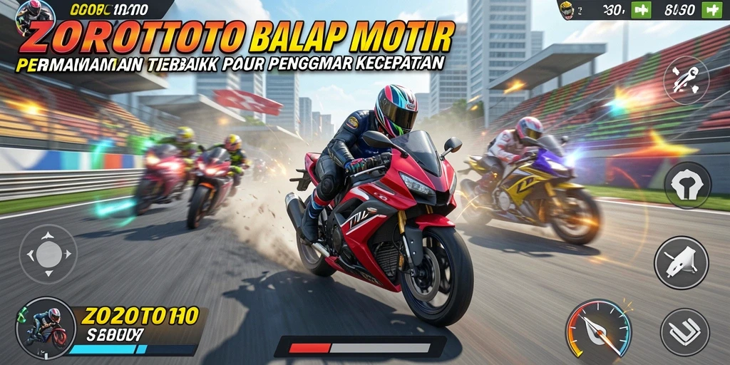 Tampilan gameplay seru di ZOROTOTO dengan balapan motor.